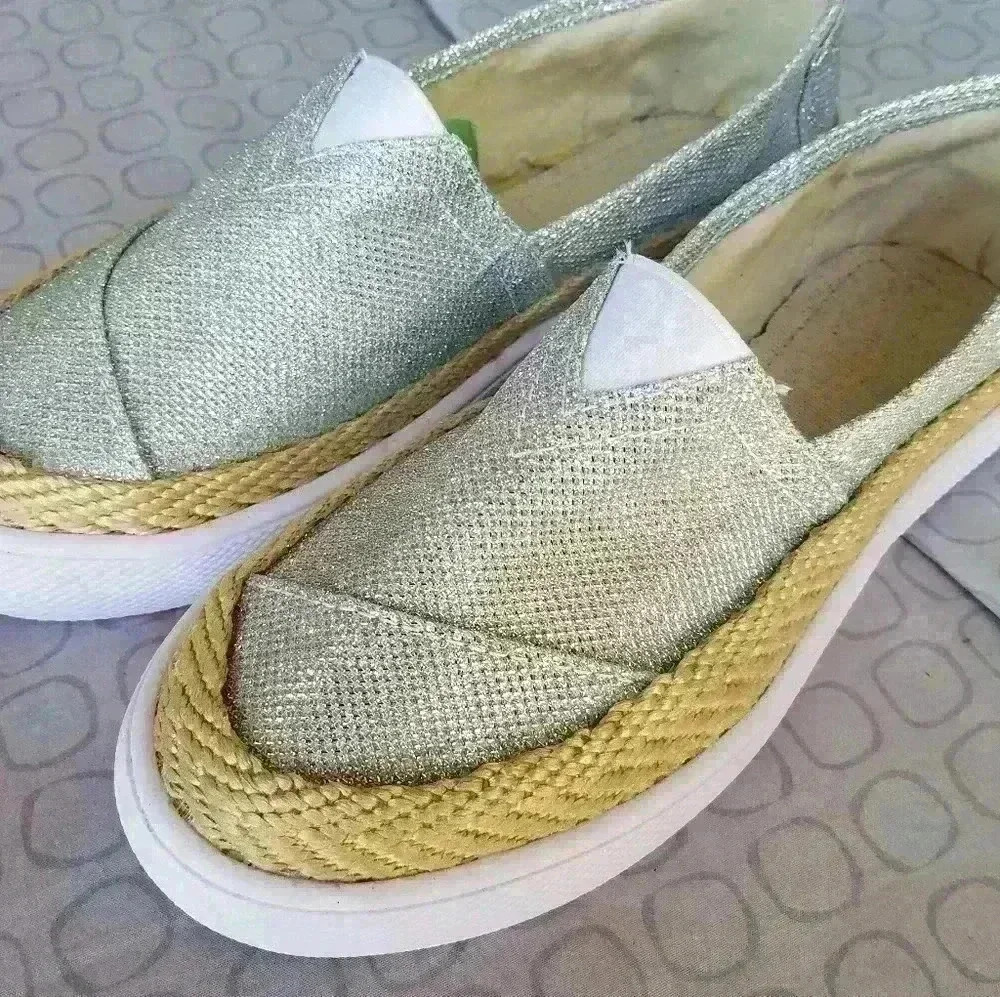 Silver canvas shoes